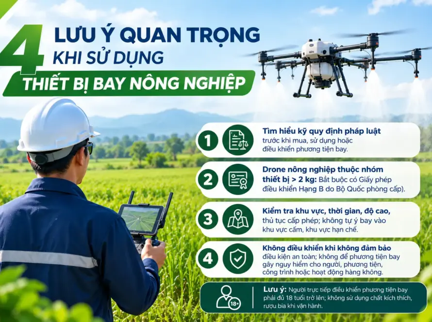 4 lưu ý quan trọng khi sử dụng thiết bị bay nông nghiệp