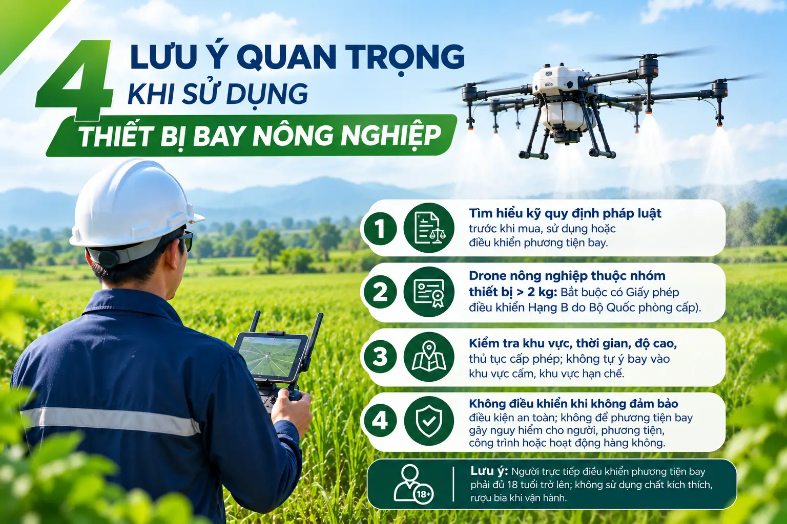 4 lưu ý quan trọng khi sử dụng thiết bị bay nông nghiệp